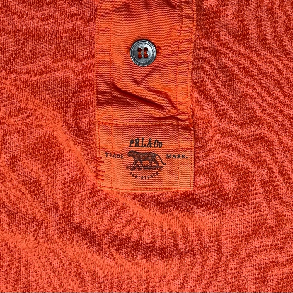 Polo Ralph Lauren Henley Shirt Men's L Orange Long Sleeve Linen Blend - Picture 5 of 8